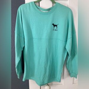 Victoria's Secret PINK Aqua Teal Terry Crewneck Sweatshirt